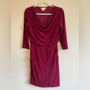 London Times Maroon Cowl Neck Dress Size 6